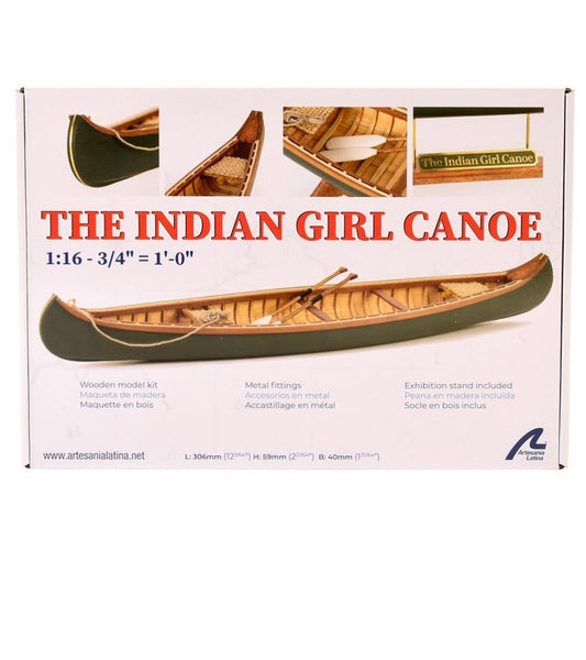 The Indian Girl Canoe 1:16. Wooden Scale Model Ship.